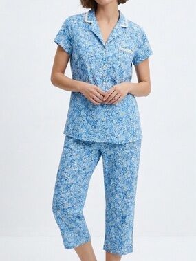 Eileen West Lilac Blossom Cotton Modal Capri Pajama Set M